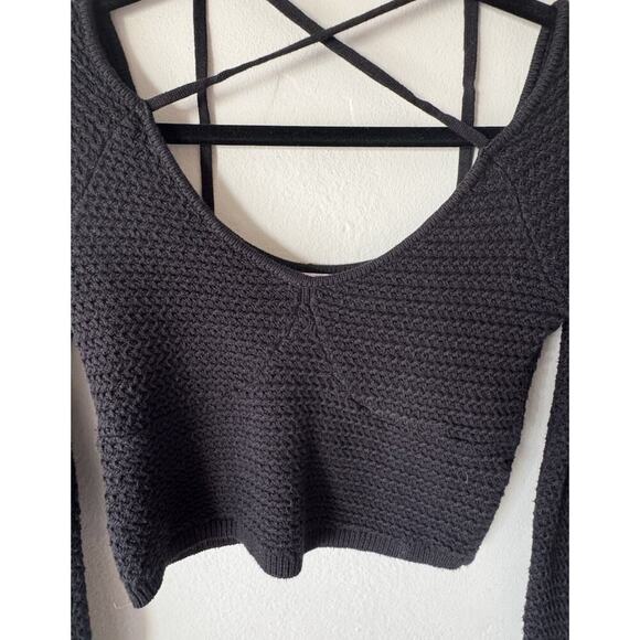 Free People FP Beach Women’s Size XS Black Halter Crop Knit Sweater Coastal Boho - Picture 3 of 7